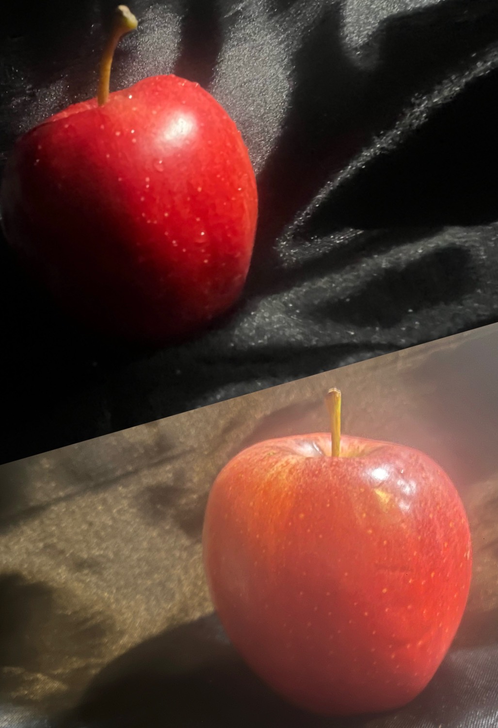 Image contrasting a good picture of an apple versus a bad one.